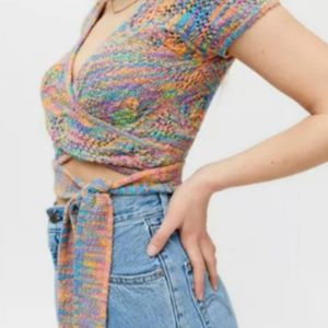 NWT Urban outfitters multi colored knit wrap around top